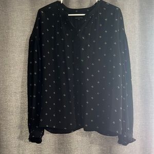 Black button up blouse with flower pattern